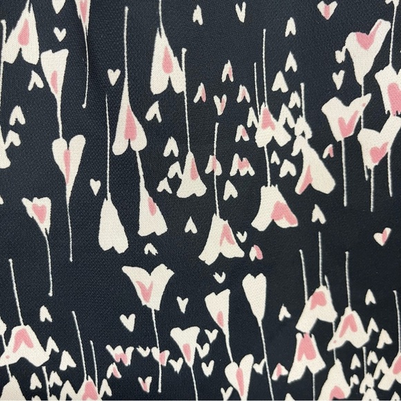 Lauren Conrad Black Pink Heart Print Roll Tab Sleeve Blouse - Picture 5 of 8